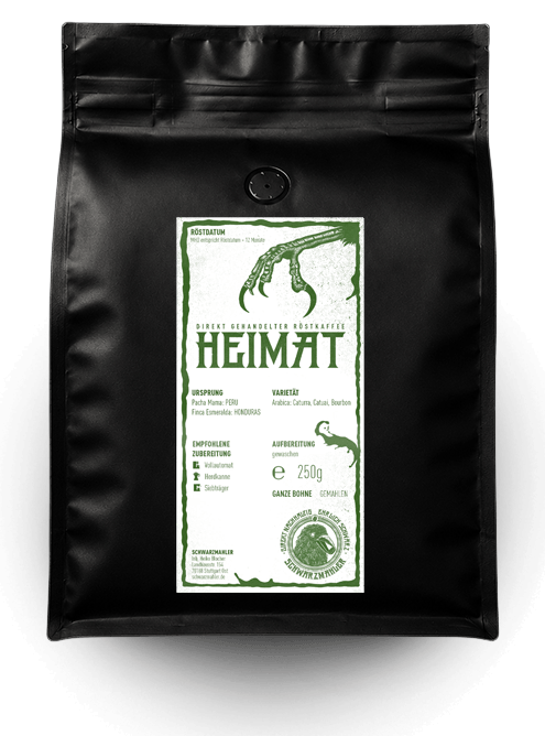 heimat_product Kaffeesorte Pechschwarz. Produktverpackung